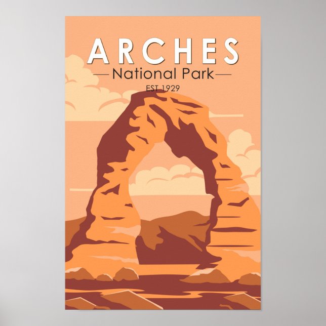 Arches National Park Utah Delicate Arch Art Retro  Poster (Front)