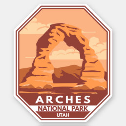 Arches National Park Utah Delicate Arch Art Retro Sticker