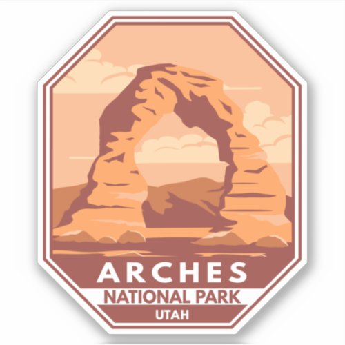 Arches National Park Utah Delicate Arch Art Retro Sticker