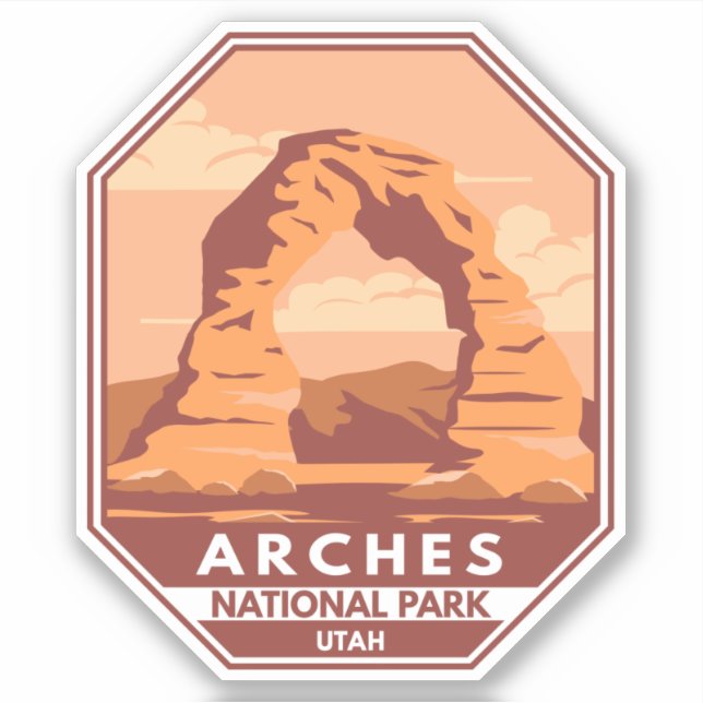 Arches National Park Utah Delicate Arch Art Retro Sticker (Front)