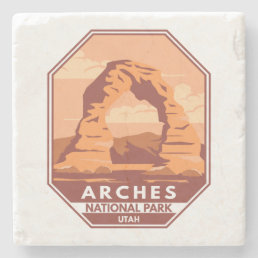 Arches National Park Utah Delicate Arch Art Retro Stone Coaster