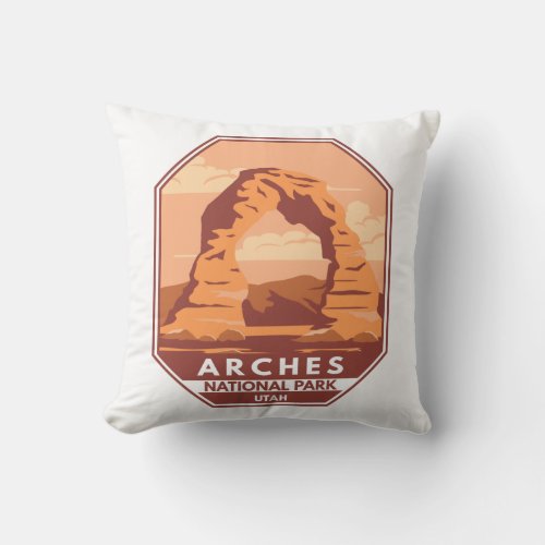 Arches National Park Utah Delicate Arch Art Retro Throw Pillow