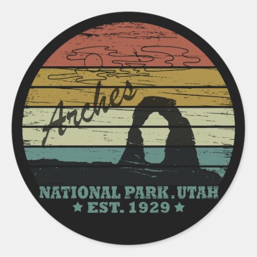 Arches National park Utah Delicate Arch vintage  Classic Round Sticker