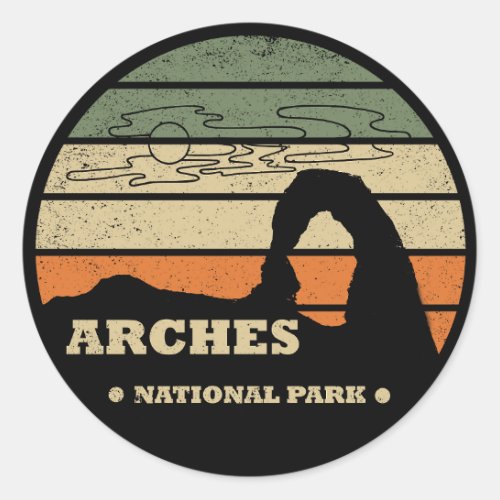 Arches National park Utah Delicate Arch vintage  Classic Round Sticker