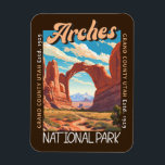 Arches National Park Utah Distressed Magnet<br><div class="desc">Arches vector artwork design. The park lies north of Moab in the state of Utah. Bordered by the Colorado River in the southeast,  it’s known as the site of more than 2, 000 natural sandstone arches.</div>