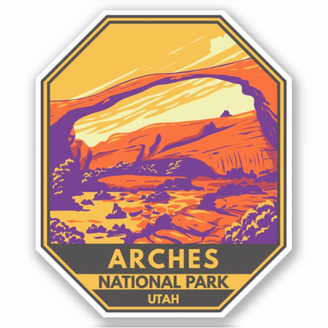 Arches National Park Utah Landscape Vintage Sticker (Front)