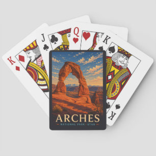 Arches National Park Utah Modern Woodblock Travel Poker Cards