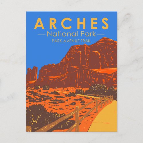 Arches National Park Utah Park Avenue Trail Postcard