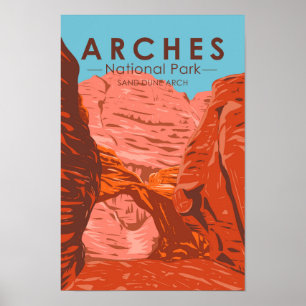 Arches National Park Utah Sand Dune Arch Vintage  Poster