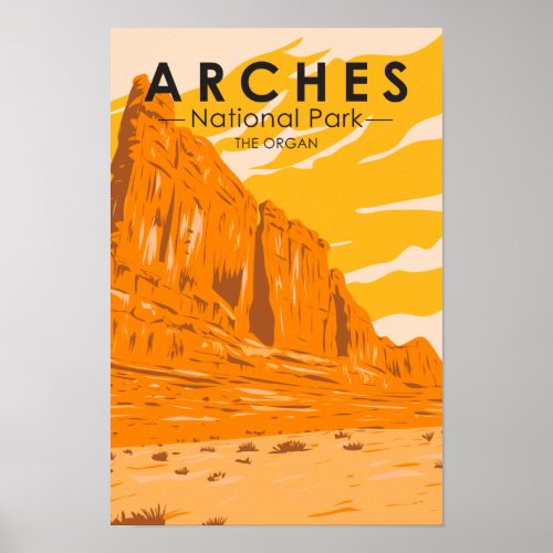Arches National Park Utah The Organ Vintage  Poster