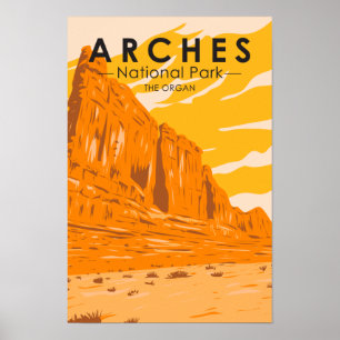 Arches National Park Utah The Organ Vintage  Poster
