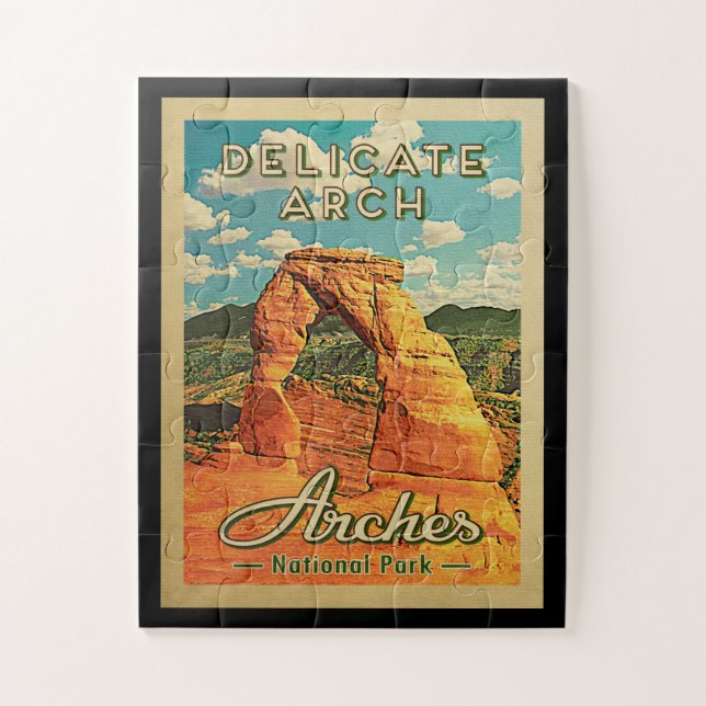 Arches National Park - Vintage Delicate Arch Jigsaw Puzzle (Vertical)