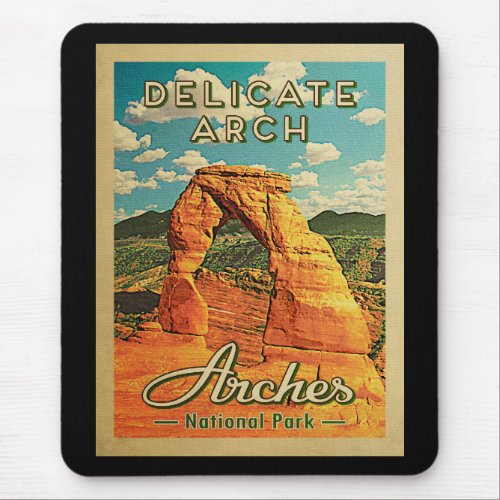 Arches National Park _ Vintage Delicate Arch Mouse Pad