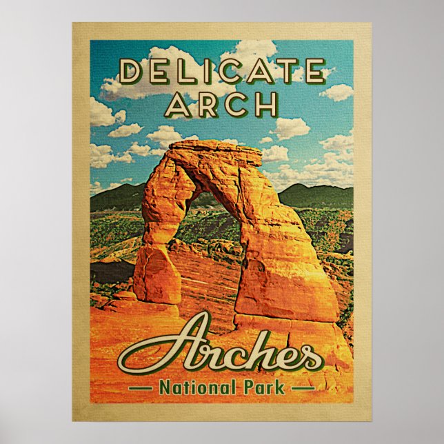 Arches National Park - Vintage Delicate Arch Poster (Front)