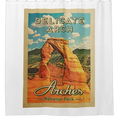 Arches National Park _ Vintage Delicate Arch Shower Curtain