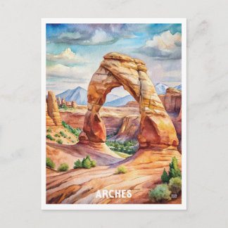 Arches National Park Watercolor Painting Postcard