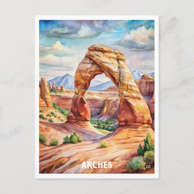 Arches National Park Watercolor Painting  Postcard (Front)