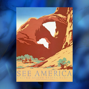 Arches Nat'l Park Vintage Poster, See America, Postcard
