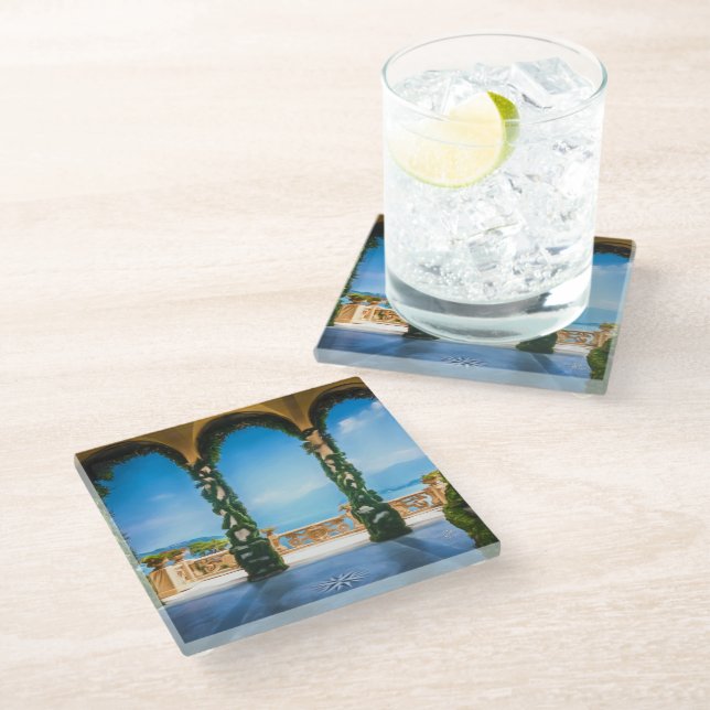 Arches of Italy Elegant Italian Villa Architecture Glass Coaster (Angled)