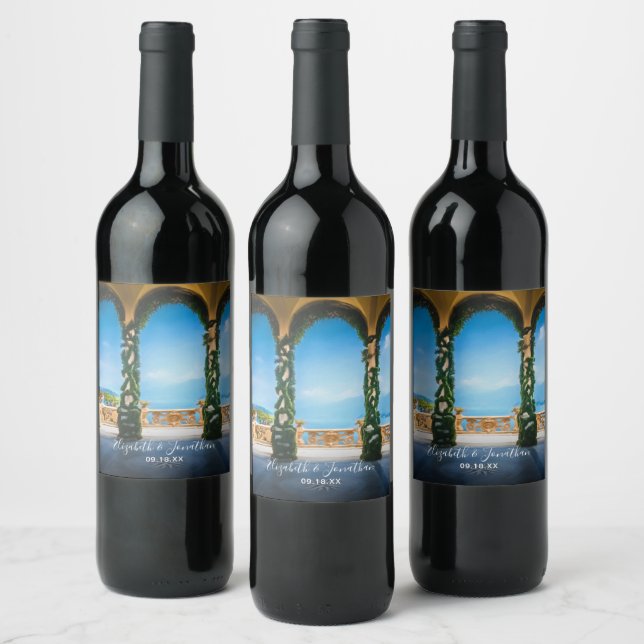 Arches of Italy Hand Lettered Script Wedding Wine Label (Bottles)