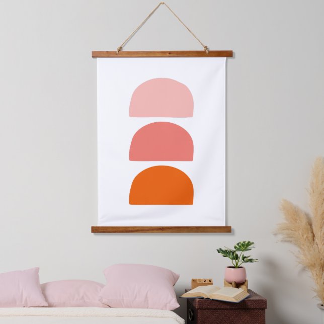 Arches Pink Coral Orange Hanging Tapestry (Bedroom)