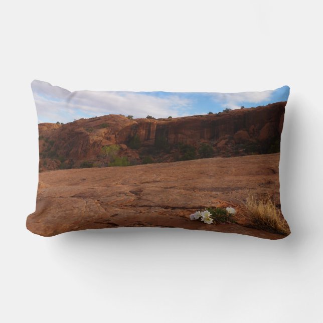 Arches Slickrock and Evening Primrose Landscape Lumbar Pillow (Front)