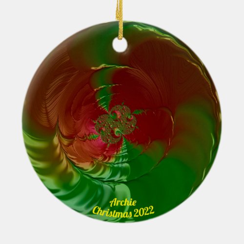 ARCHIE  Glossy Red and Green Christmas 2022   Ceramic Ornament