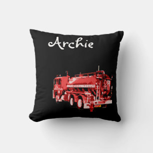 Archie Name With Red Fire Truck, Throw Pillow