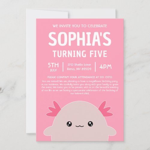 Archie The Axolotl Squishmallow Birthday Party Invitation