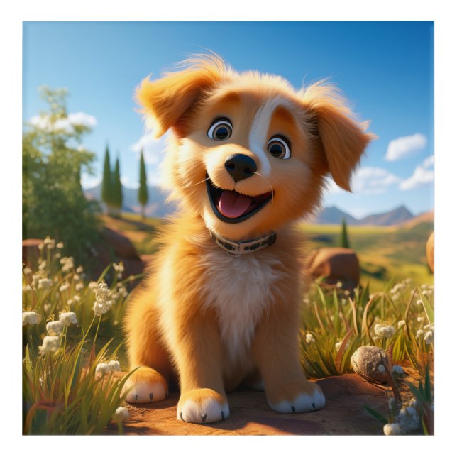 Archie - Yellow Lab Retriever Puppy Acrylic Print (Front)