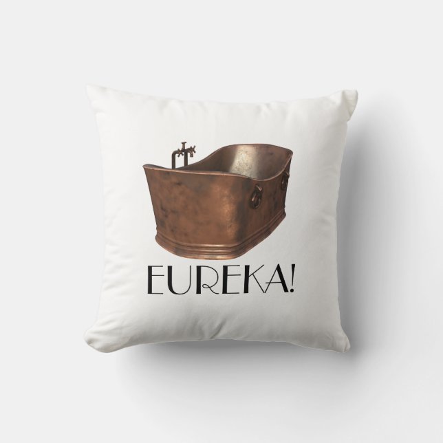 Archimedes Bathtub Throw Pillow (Front)