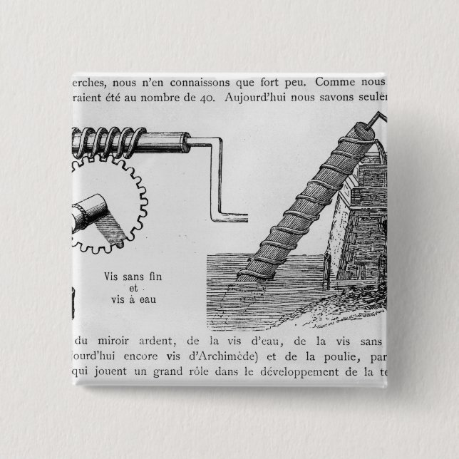 Archimedes screw pinback button (Front)