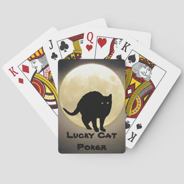 Arching Black Cat and Moon Lucky Cat Poker Cards (Back)