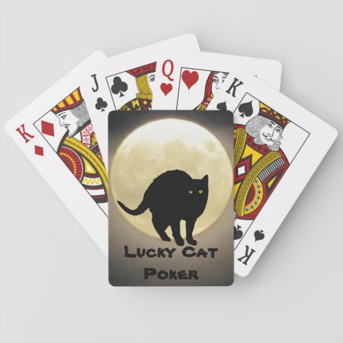 Arching Black Cat and Moon Lucky Cat Poker Poker Cards