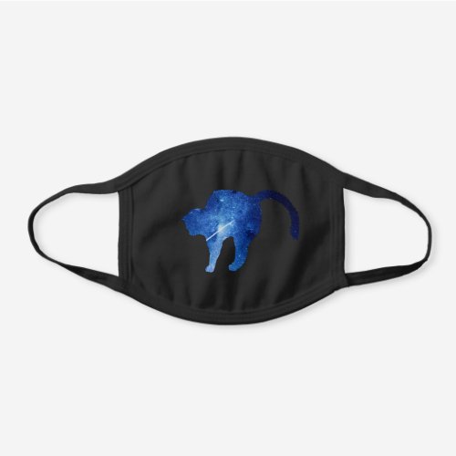 Arching cat shooting star sky space black cotton face mask