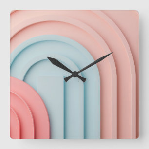 Arching shapes background in pastel colors square wall clock