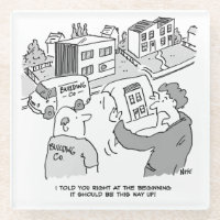 Architect and Builder Looking at House Plans Glass Coaster