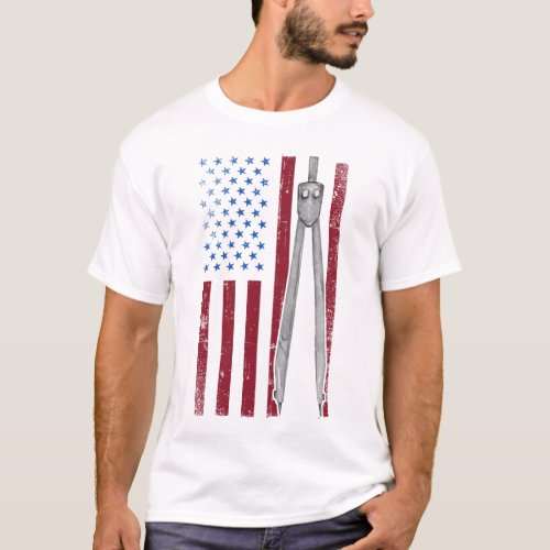 Architect Architect American Flag American Flag T_Shirt