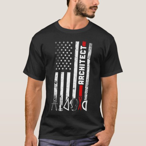 Architect Architect American Flag T_Shirt