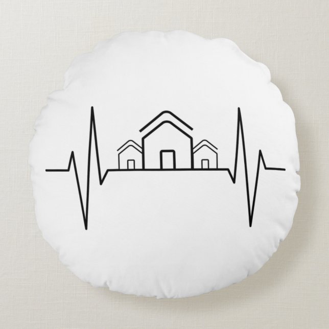 Architect - Architect Heartbeat Houses Round Pillow (Front)