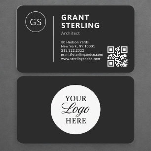 Architect Black Logo QR Code Professional Business Card