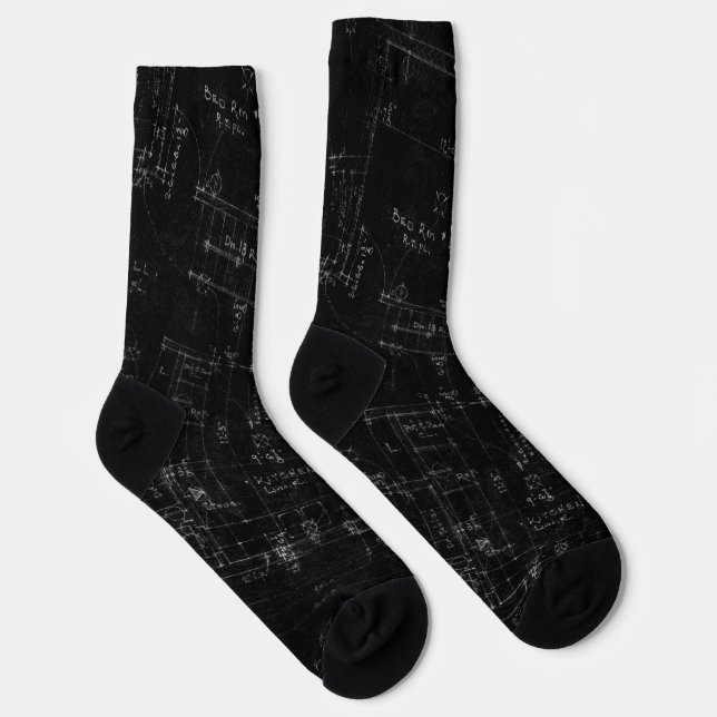 Architect Blueprint Black Socks (Right)