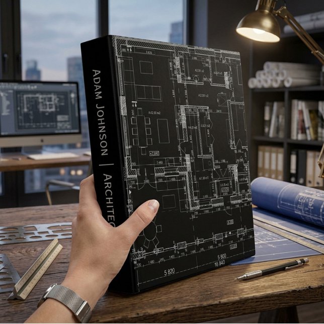 Architect Blueprint Custom Name Professional  3 Ring Binder (Creator Uploaded)
