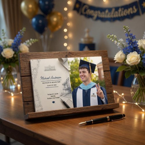 Architect Blueprint Photo Graduation Announcement Guest Book
