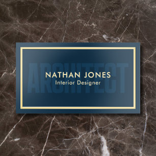 Architect Bold Luxury QR Code Blue Foil Business Cards
