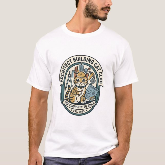 Architect Building Cat Cat Graphic Tee Art - Archi (Front)