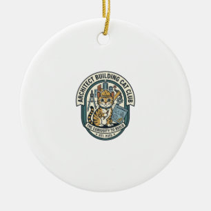 Architect Building Cat Cat Graphic Tee Art - Archi Ceramic Ornament