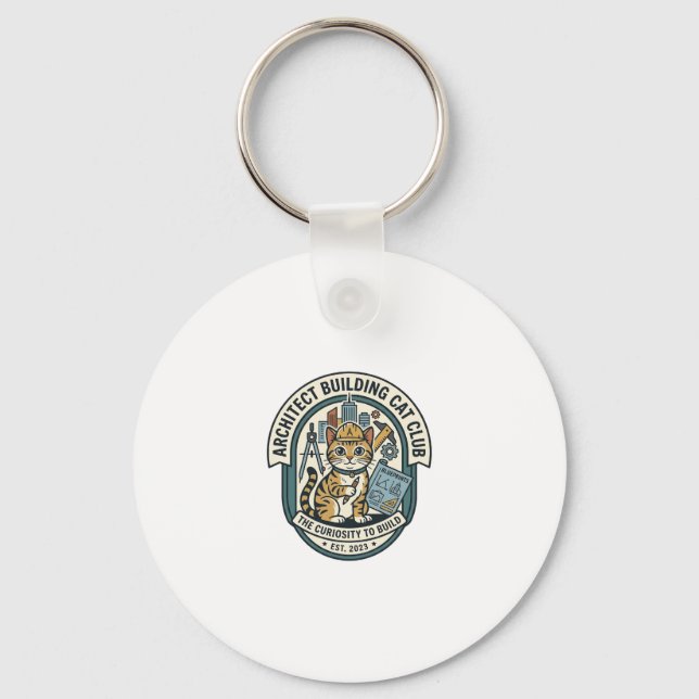 Architect Building Cat Cat Graphic Tee Art - Archi Keychain (Front)