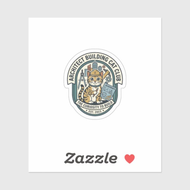 Architect Building Cat Cat Graphic Tee Art - Archi Sticker (Sheet)