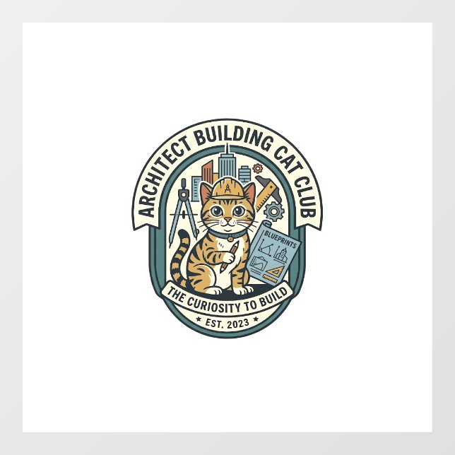 Architect Building Cat Cat Graphic Tee Art - Archi Window Cling (Sheet)